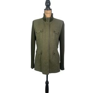 (G-216) alain manoukia womens jacket olive green‎ color size 42